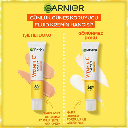 Garnier Daily Sunscreen Face Cream SPF50+ - Vitamin C Enriched, Vegan, Dermatologically Tested - 1.35 fl oz