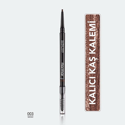 Flormar Ultra Thin Eyebrow Pencil - Waterproof, Long-Lasting, Precision Tip &amp; Brow Brush - Eyebrow Makeup for Natural Look