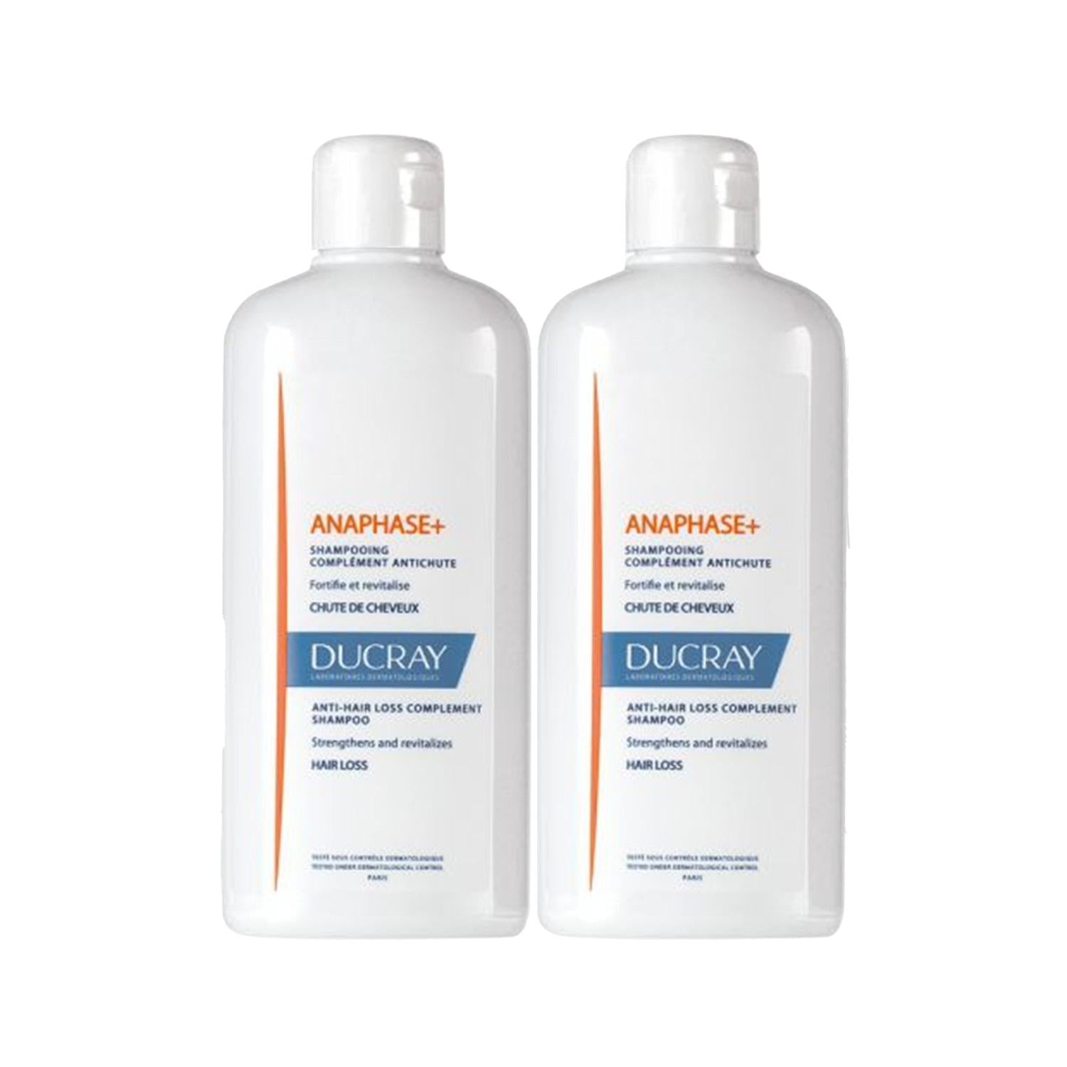 Ducray Anaphase+ Hair Loss Shampoo - 2 x 400ml - Anti Hair Fall Care &amp; Dermatological Shampoo