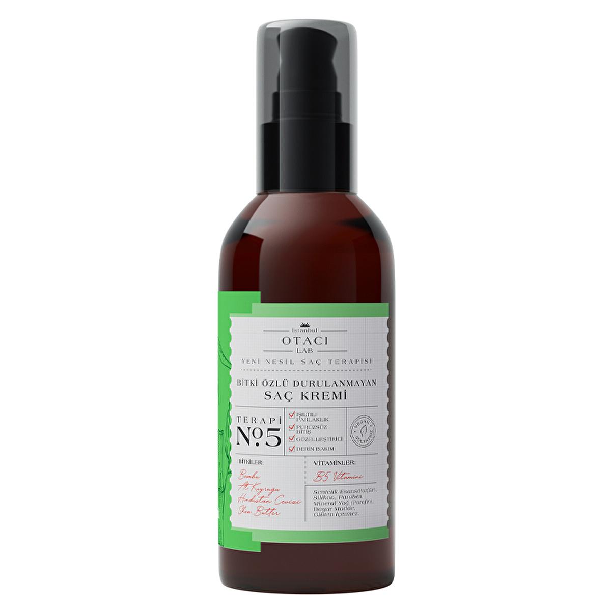 Otacı Lab No:5 Vegan Leave-in Hair Cream - Sulfate-Free, Nourishing &amp; Repairing Hair Treatment for Smooth &amp; Shiny Hair