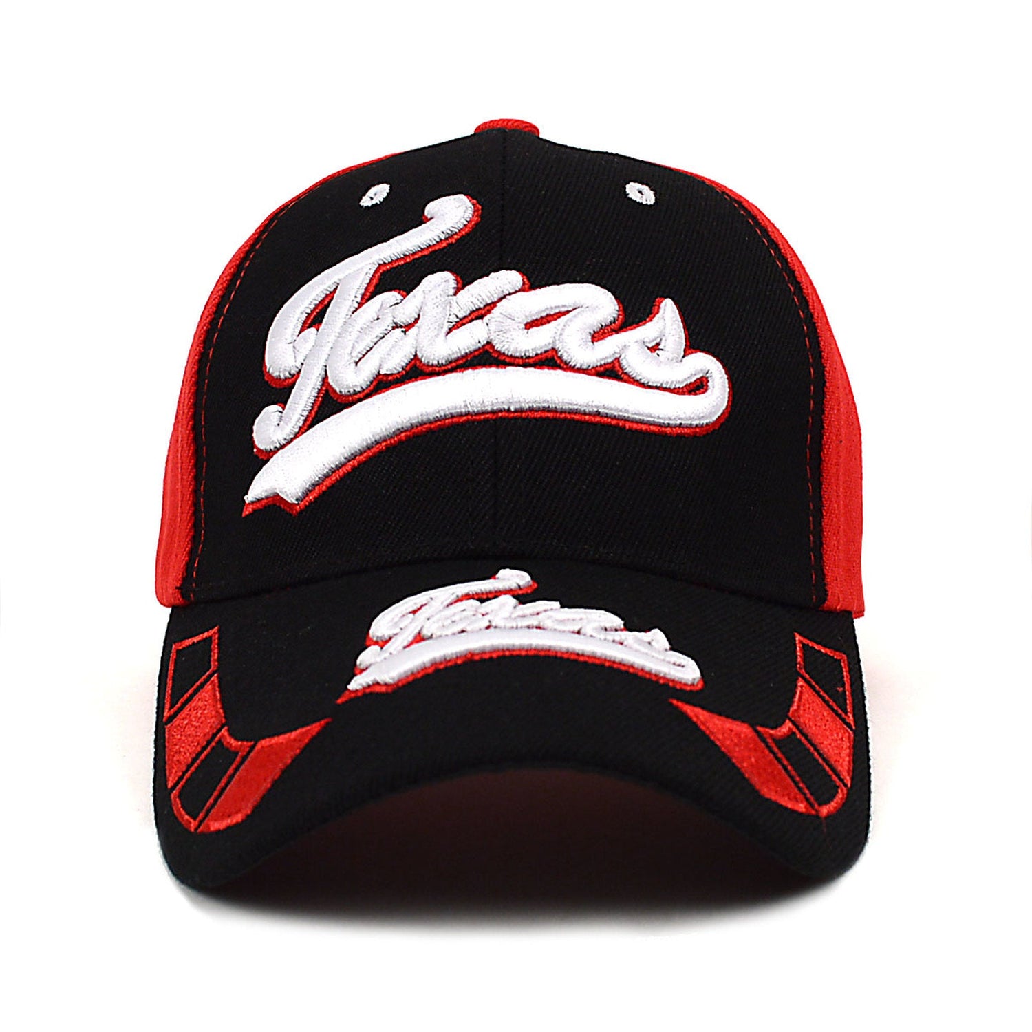 Texas Red &amp; Black 3D Embroidered Baseball Cap, Hat