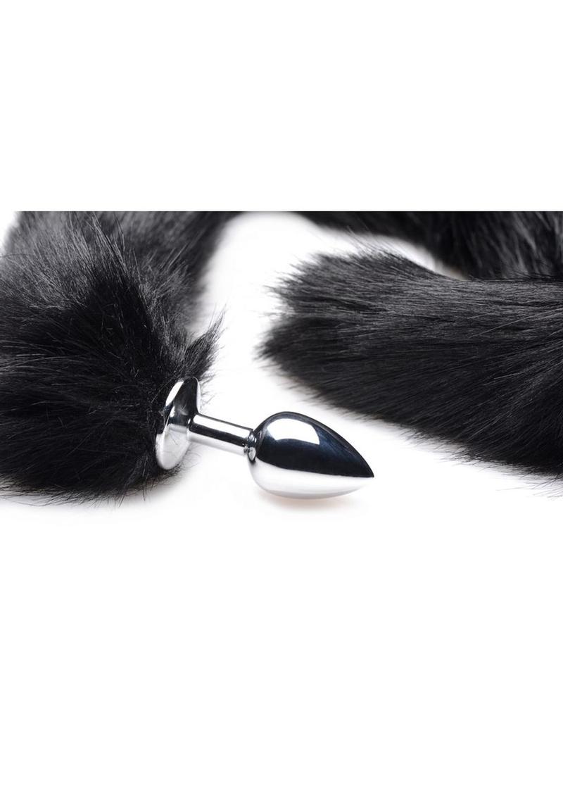 Tailz Extra Long Midnight Mink Tail Anal Plug Luxurious Faux Fur