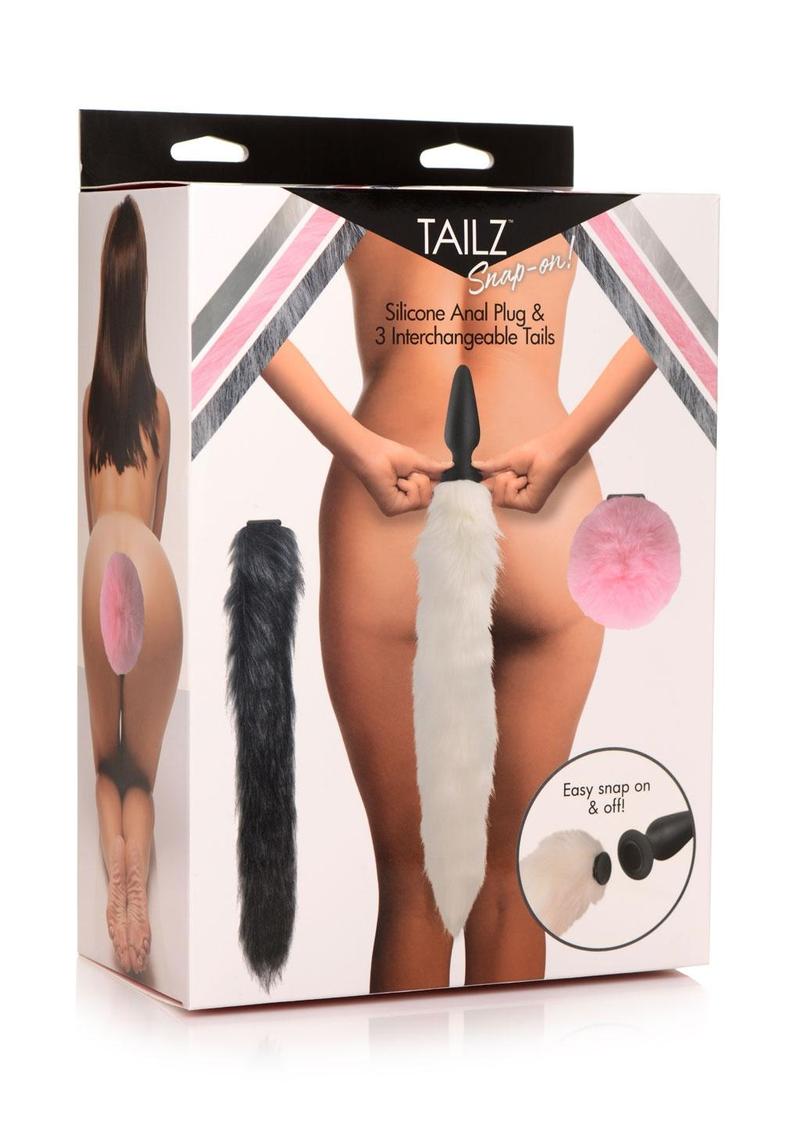 Tailz Silicone Anal Plug with 3 Interchangeable Tails Playful And Fun