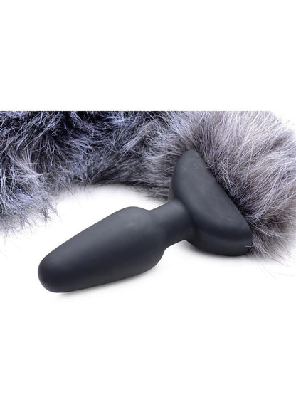 Tailz Vibrating Grey Fox Tail Anal Plug Powerful Vibrations