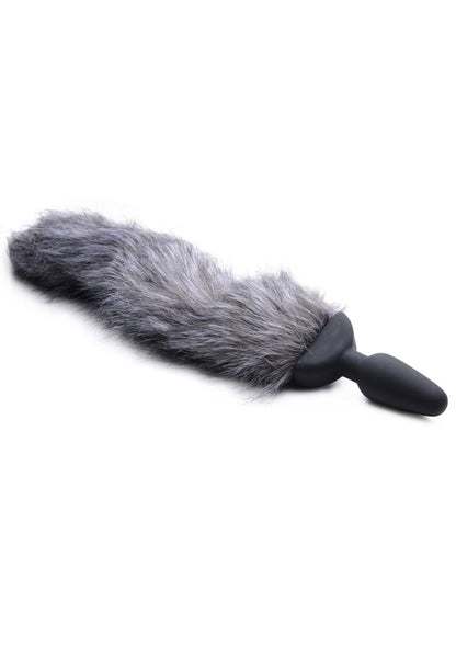 Tailz Vibrating Grey Fox Tail Anal Plug Powerful Vibrations