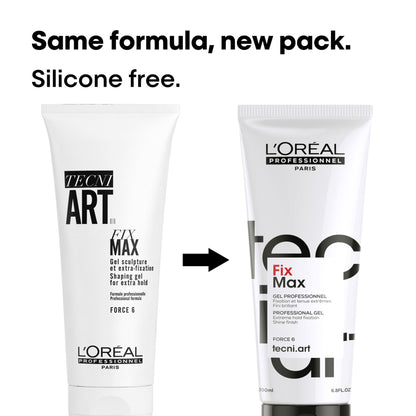 Loreal Professionnel Paris Tecni Art Fix Max Strong Hold Hair Styling Gel 200ml - Long-Lasting, Professional Quality