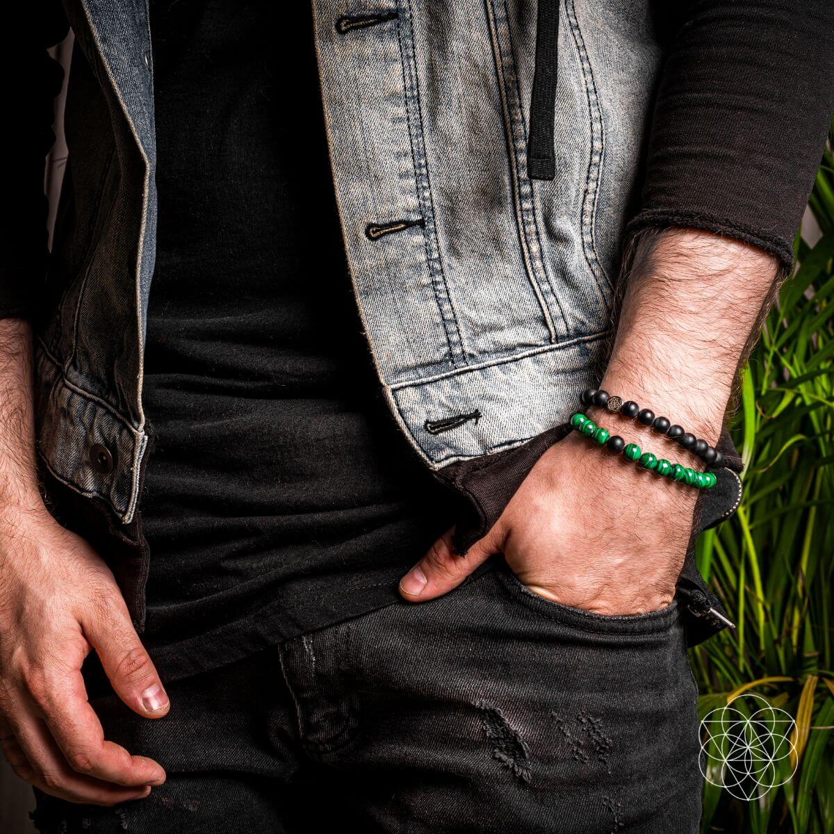 Steady Mind - Malachite &amp; Onyx Double Bracelet