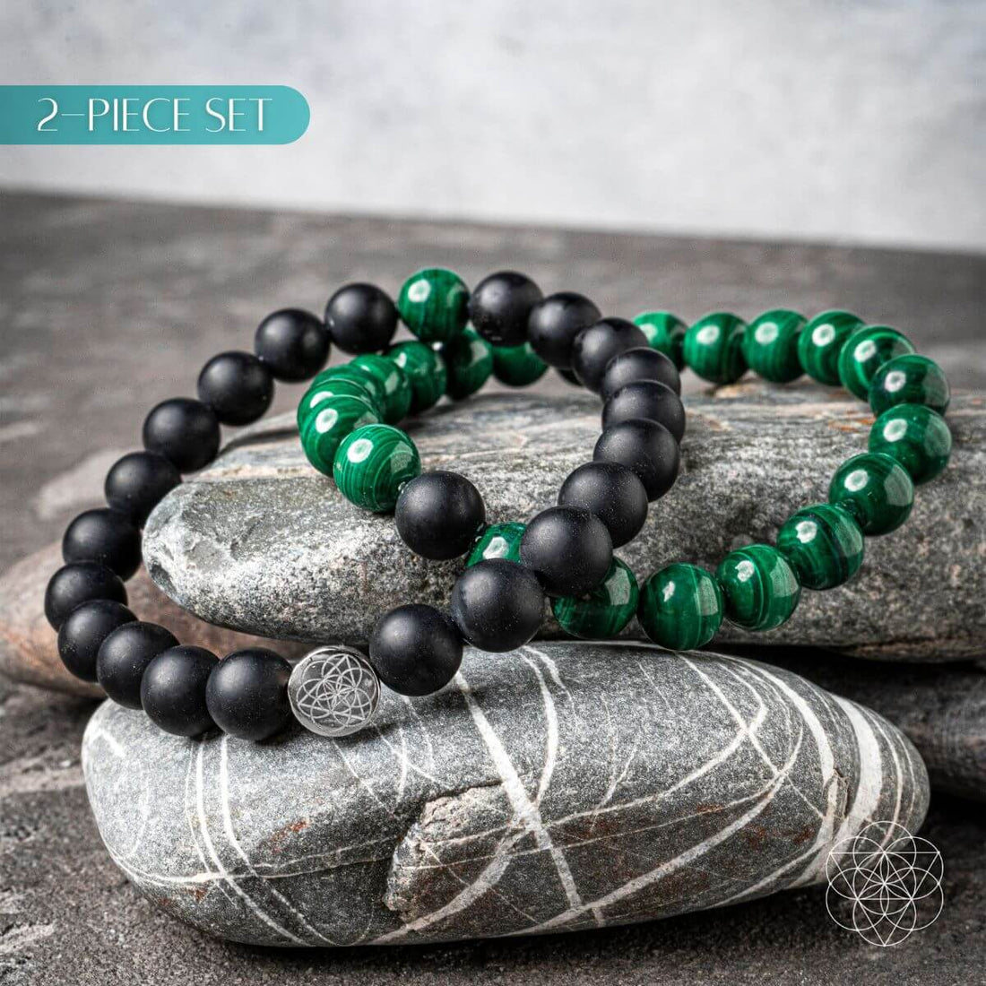 Steady Mind - Malachite &amp; Onyx Double Bracelet