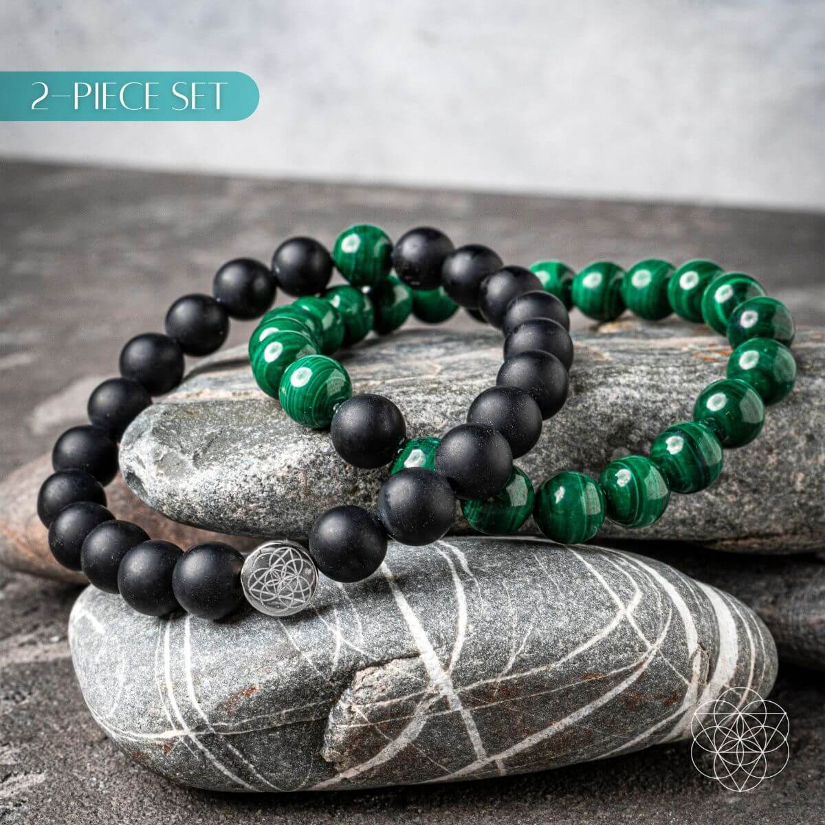 Steady Mind - Malachite &amp; Onyx Double Bracelet