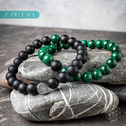 Steady Mind - Malachite &amp; Onyx Double Bracelet