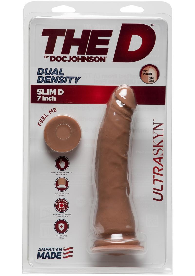 The D Slim D ULTRASKYN Dual Density 7 Inch Dildo Caramel