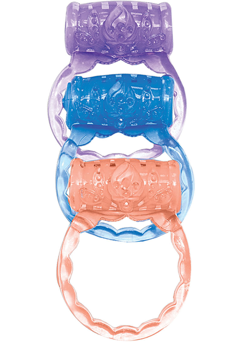 The Macho Three Ring Set Vibrating Cock Rings