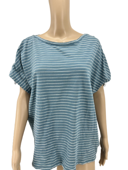 Ralph Lauren Womens Striped Crewneck, Lace-Shoulder Top, Size XL
