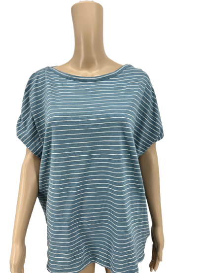 Ralph Lauren Womens Striped Crewneck, Lace-Shoulder Top, Size XL