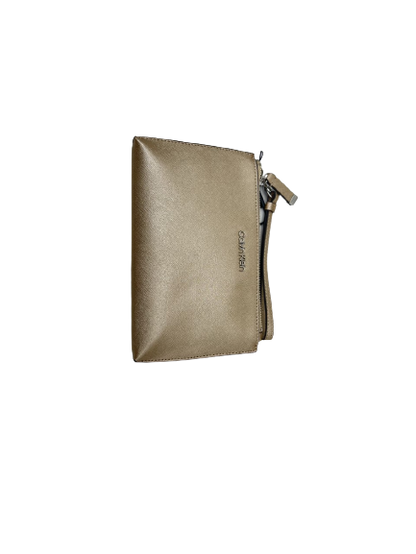 Calvin Klein Saffiano Leather Wristlet, Metallic Taupe/Silver