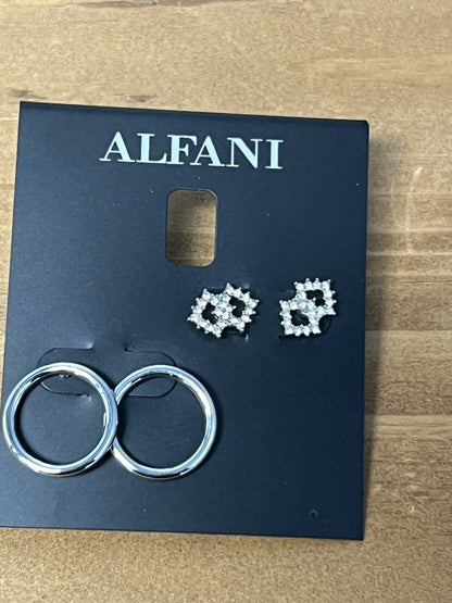 Alfani 2-Pc. Set Pave Bar &amp; Open Circle Drop Earrings