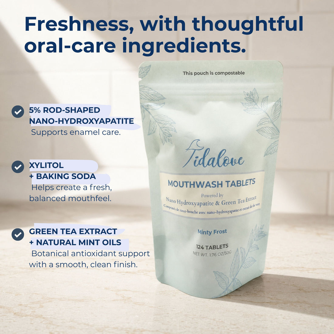 Fluoride-Free Mouthwash Tablets with 5% nHAp – 124 Tablets