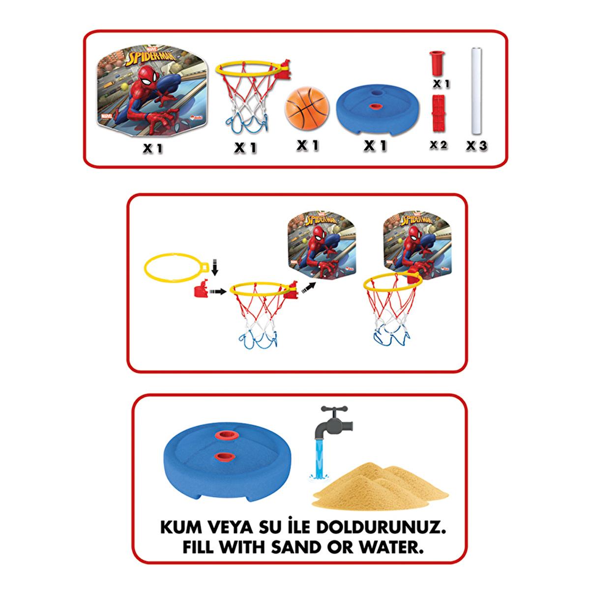 Dede Oyuncak Spiderman Kids Basketball Hoop Set - Adjustable Height, Safe &amp; Fun Indoor/Outdoor Game for Children