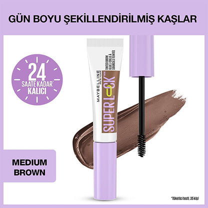 Maybelline Super Lock Medium Brown Brow Glue: 24H Lamination Effect, Tinted Eyebrow Mascara for Long-Lasting Shape &amp; Smudge-Proof Definition