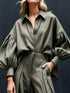 Lantern Sleeve Shirt and Wide Leg Pants Set by Trendsi