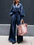 Lantern Sleeve Shirt and Wide Leg Pants Set by Trendsi