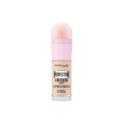 Maybelline Instant Perfector Glow 00 Fair Light: 4-in-1 Illuminating Foundation, Concealer, Highlighter &amp; Primer for Radiant, Vegan, Flawless Skin