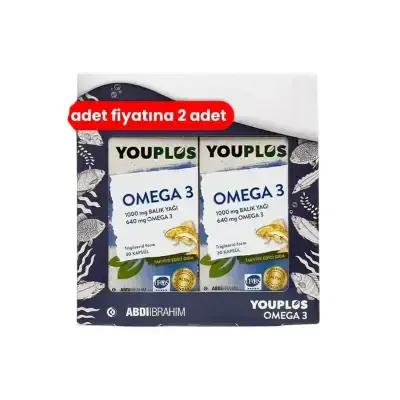 Youplus Omega-3 : Twin Pack - EPA &amp; DHA Fatty Acids - 30 Capsules x 2