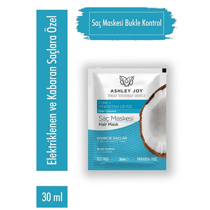 Ashley Joy Curl Control Hair Mask: Define Curls, Reduce Frizz &amp; Repair with Chia &amp; Flax Seed - Moisturizing Natural Hair Mask