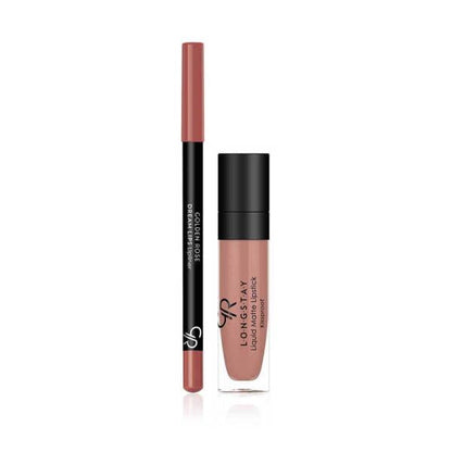 Golden Rose Matte Lipkit Warm Sable - Long-Lasting Liquid Lipstick &amp; Lipliner Set