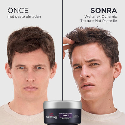 Wella Wellaflex Men Dynamic Texture Mat Paste - Ultra Strong Hold Hair Wax | 75 ml