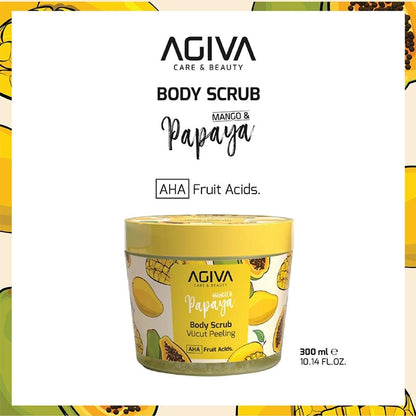 Agiva Mango and Papaya Body Scrub for Smooth Skin 300 ml