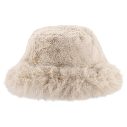 Eklips Cream Plush Bucket Hat for Cozy Winter Style