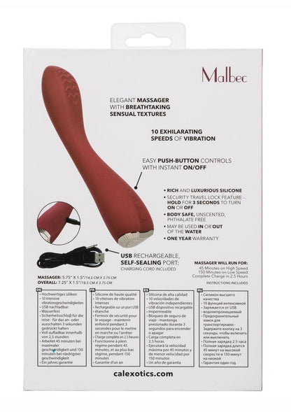 Uncorked Malbec Rechargeable Silicone Massager 10 Speeds