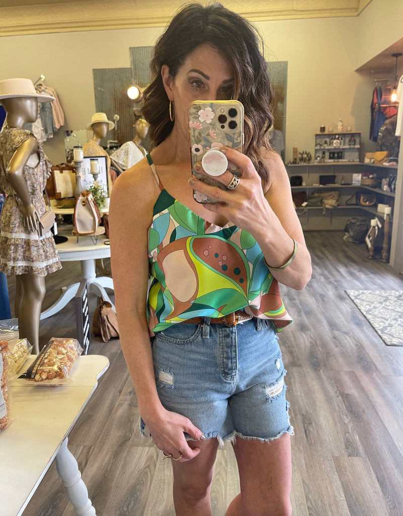 Abstract Leaves Tank Top - Kelly Green