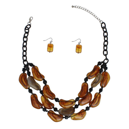 Beaded Brown Earth Inspired Palette Layer Necklace