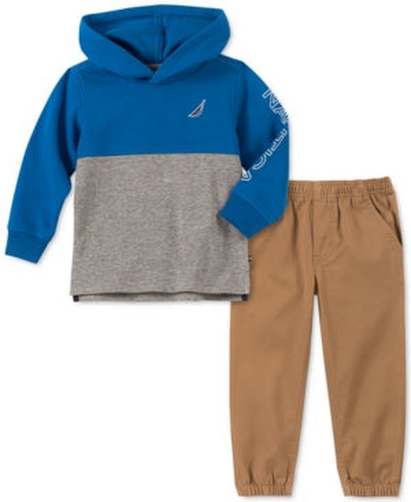 Nautica Little Boys 2-Pc. Colorblocked  Hoodie &amp; Twill Pants Set, Size 6