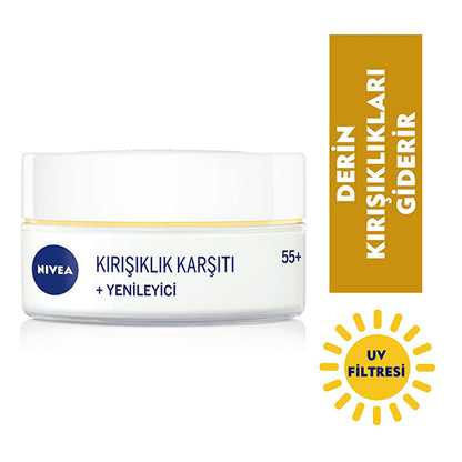 Nivea Anti-Wrinkle Face Cream for Mature Skin 55+ - Deep Moisturization &amp; UV Protection
