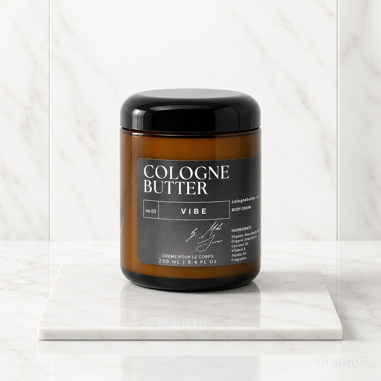 VIBE – Energizing Fragrance Body Butter | Grapefruit, Patchouli &amp; Oakmoss Cologne Scent Moisturizing Skin Butter | Cologne Butter