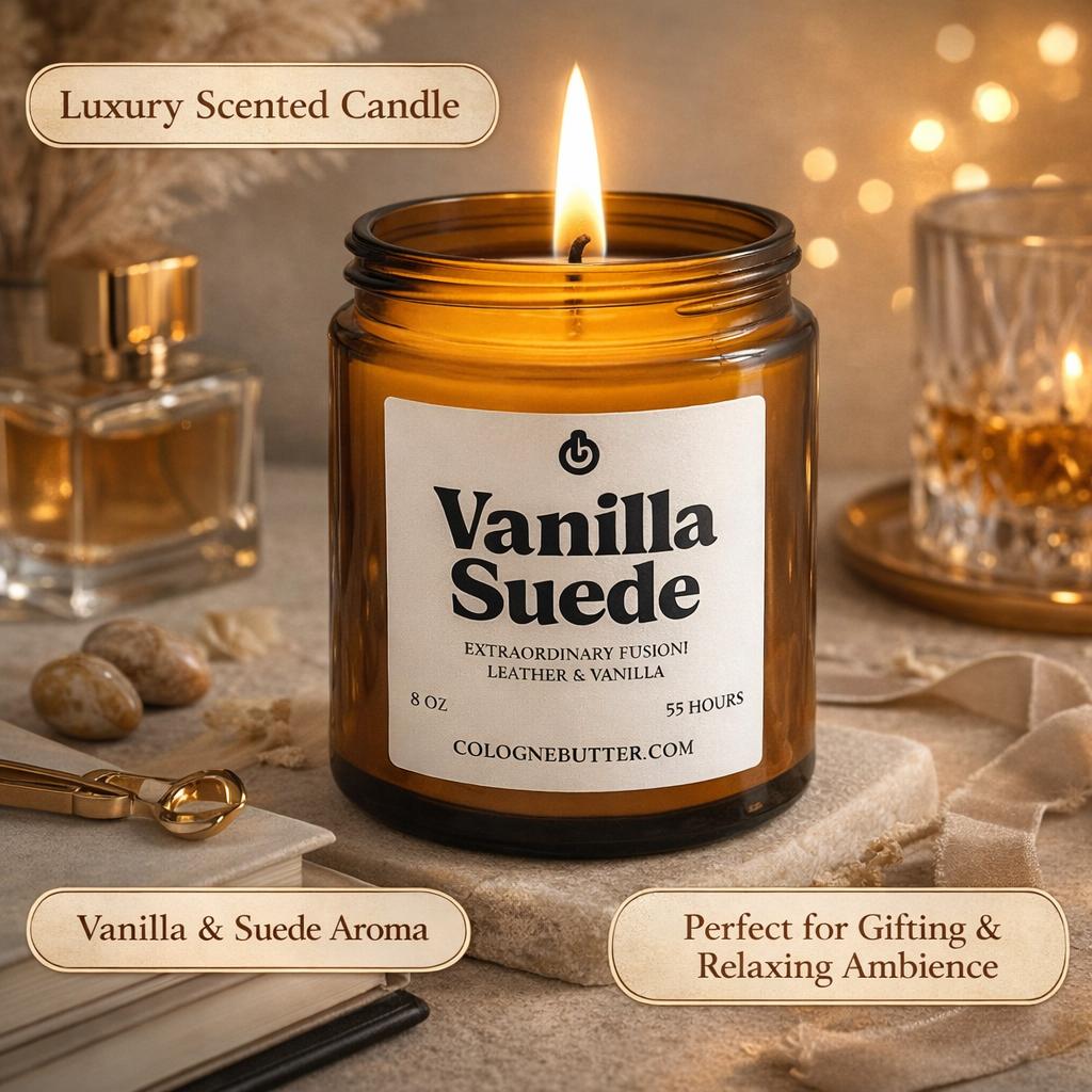 Vanilla Suede - The Luxury Vanilla &amp; Suede Home Fragrance Candle for Relaxing Atmosphere, Spa Vibes &amp; Premium Decor | Cologne Butter