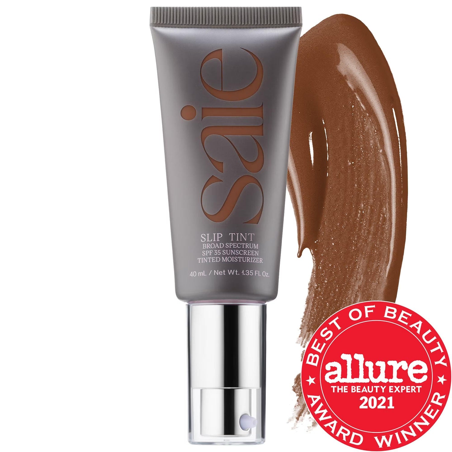Saie Slip Tint - Lightweight Tinted Moisturizer with Mineral Zinc SPF 35 &amp; Hyaluronic Acid for Radiant, Natural Coverage