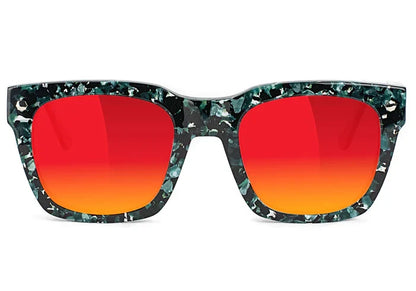Glassy Walker Plus Polarized Sunglasses - Green Tortoise/Red Mirror
