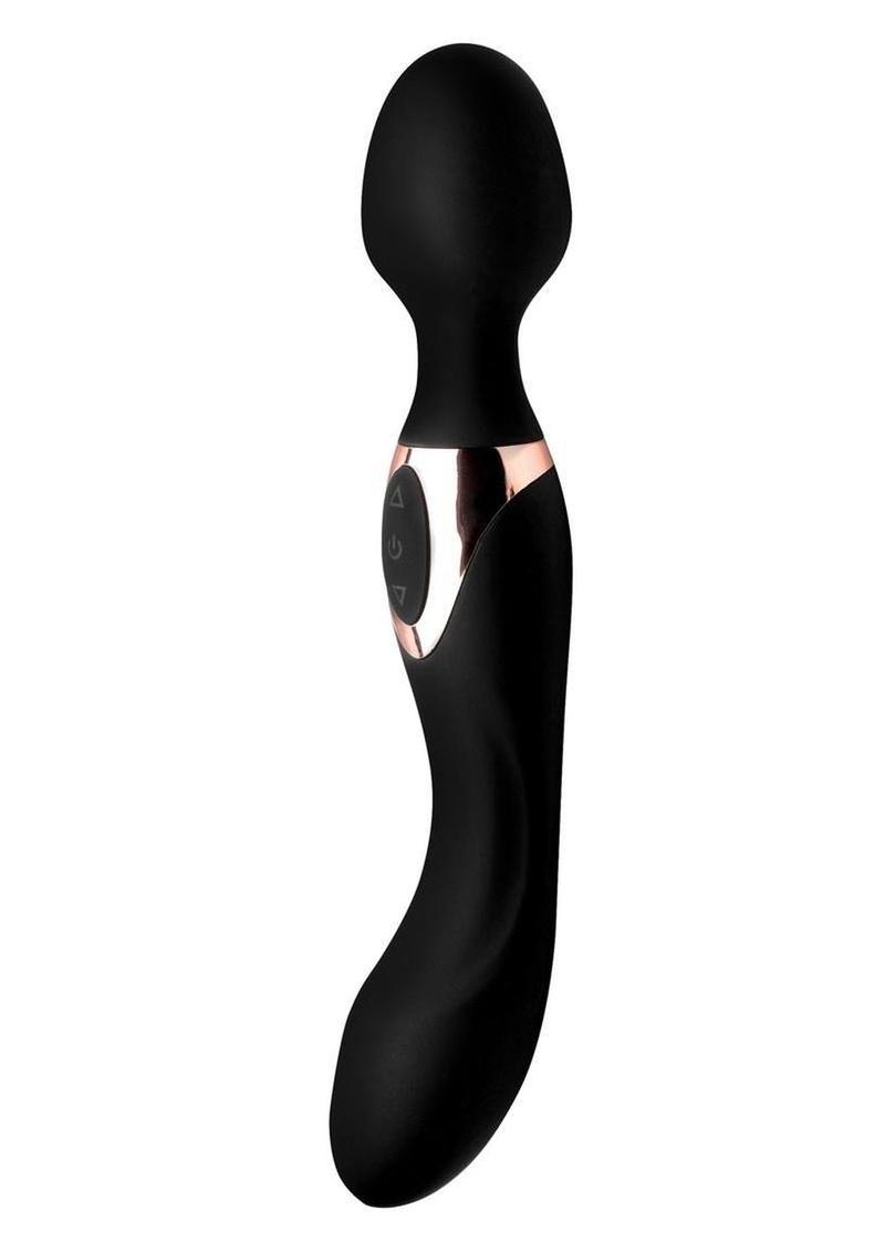10X Dual Duchess Black 2-in-1 Silicone Vibrating Wand Massager