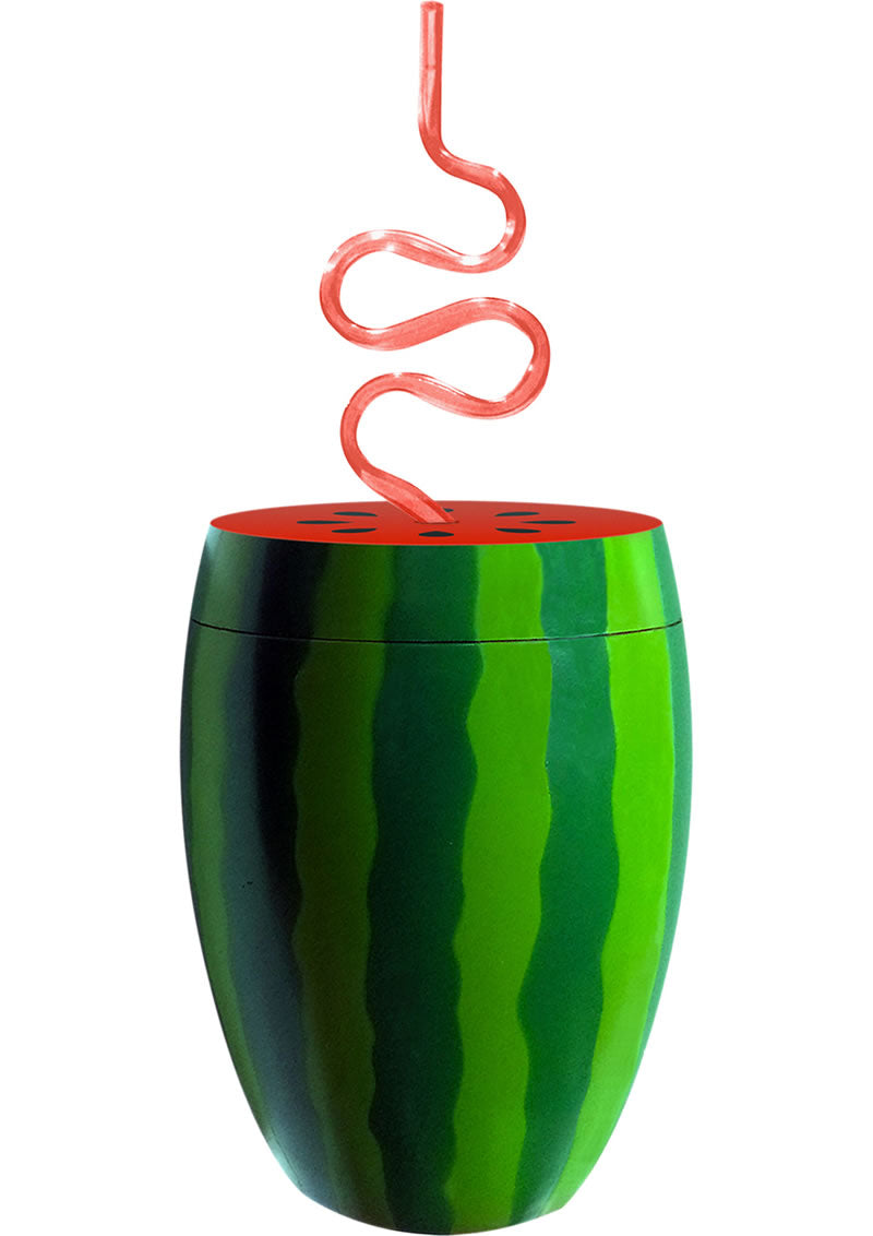 Watermelon Cup with Curly Straw