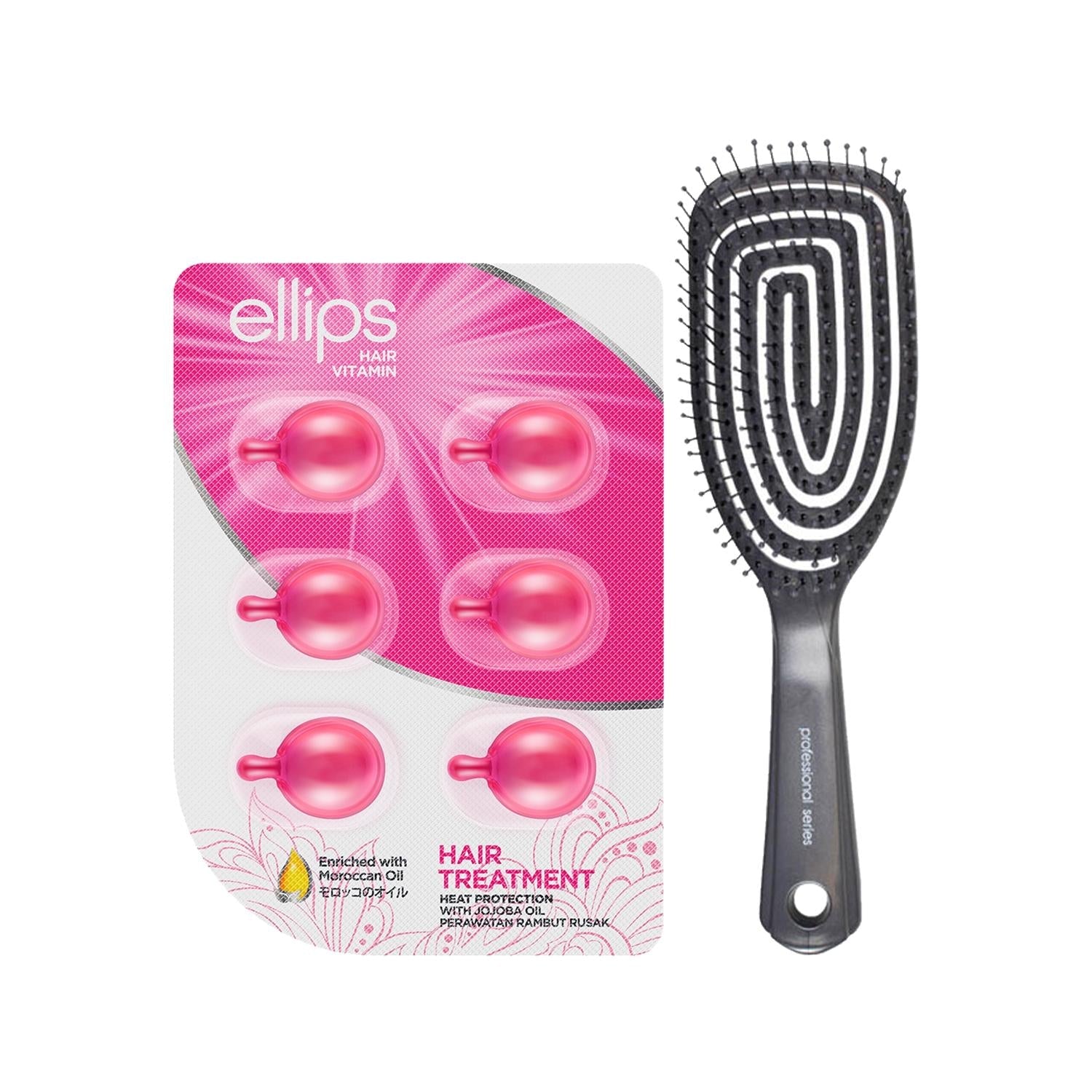 Ellips Hair Care Set - Nourishing Vitamins &amp; Professional Pro Hairbrush for Healthy Hair
