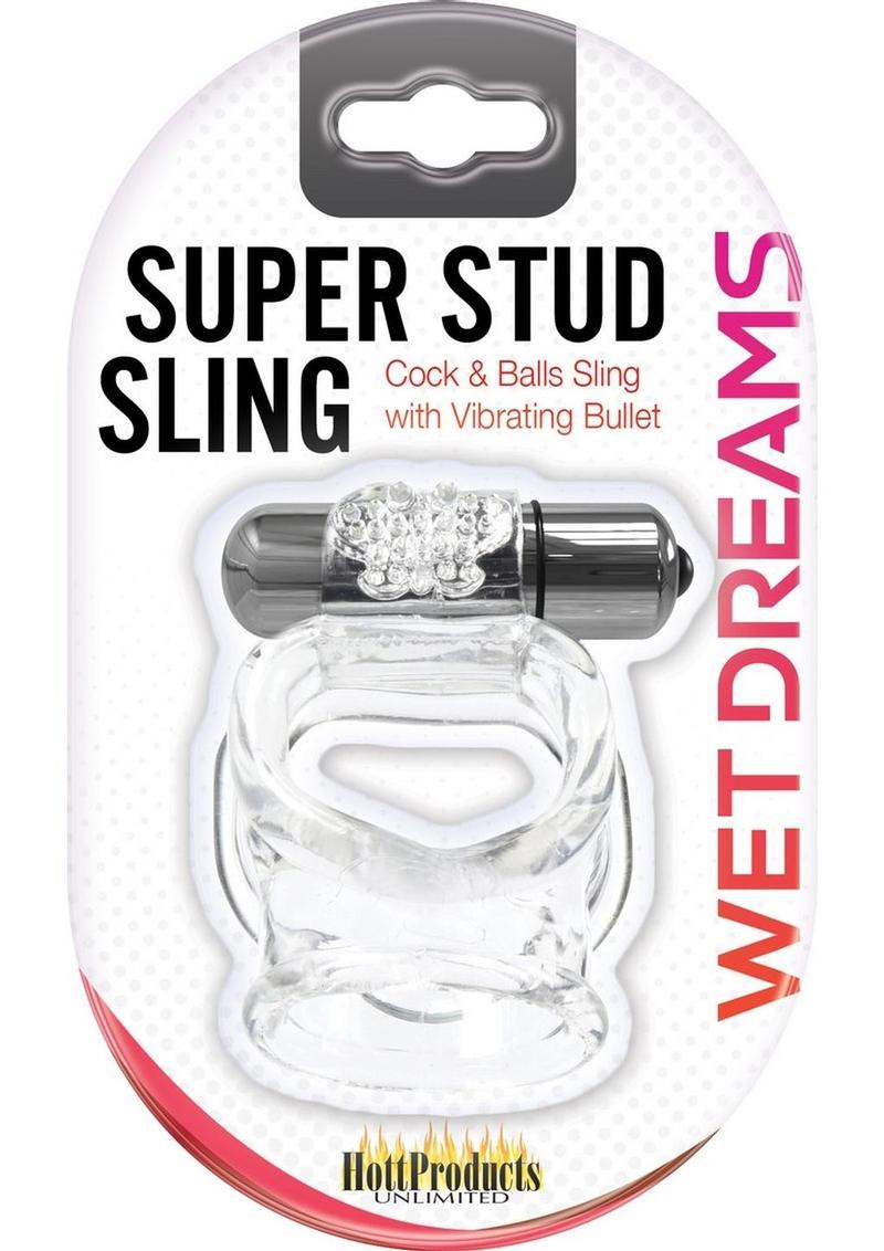 Wet Dreams Super Stud Sling Silicone Vibrating Cock And Balls Sling