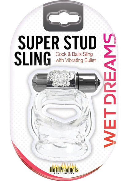 Wet Dreams Super Stud Sling Silicone Vibrating Cock And Balls Sling