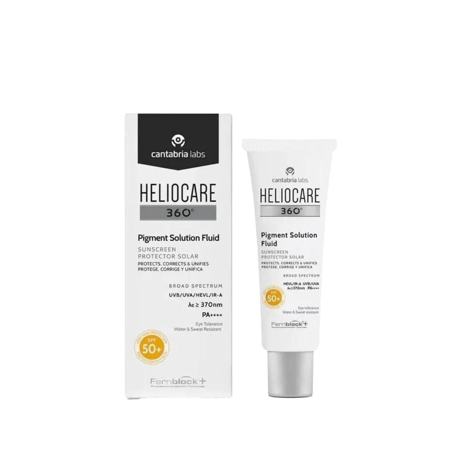 Heliocare 360¡ Pigment Solution Fluid SPF 50+ Sunscreen: Daily Broad Spectrum Protection for Hyperpigmentation &amp; Sun Damage, 50ml