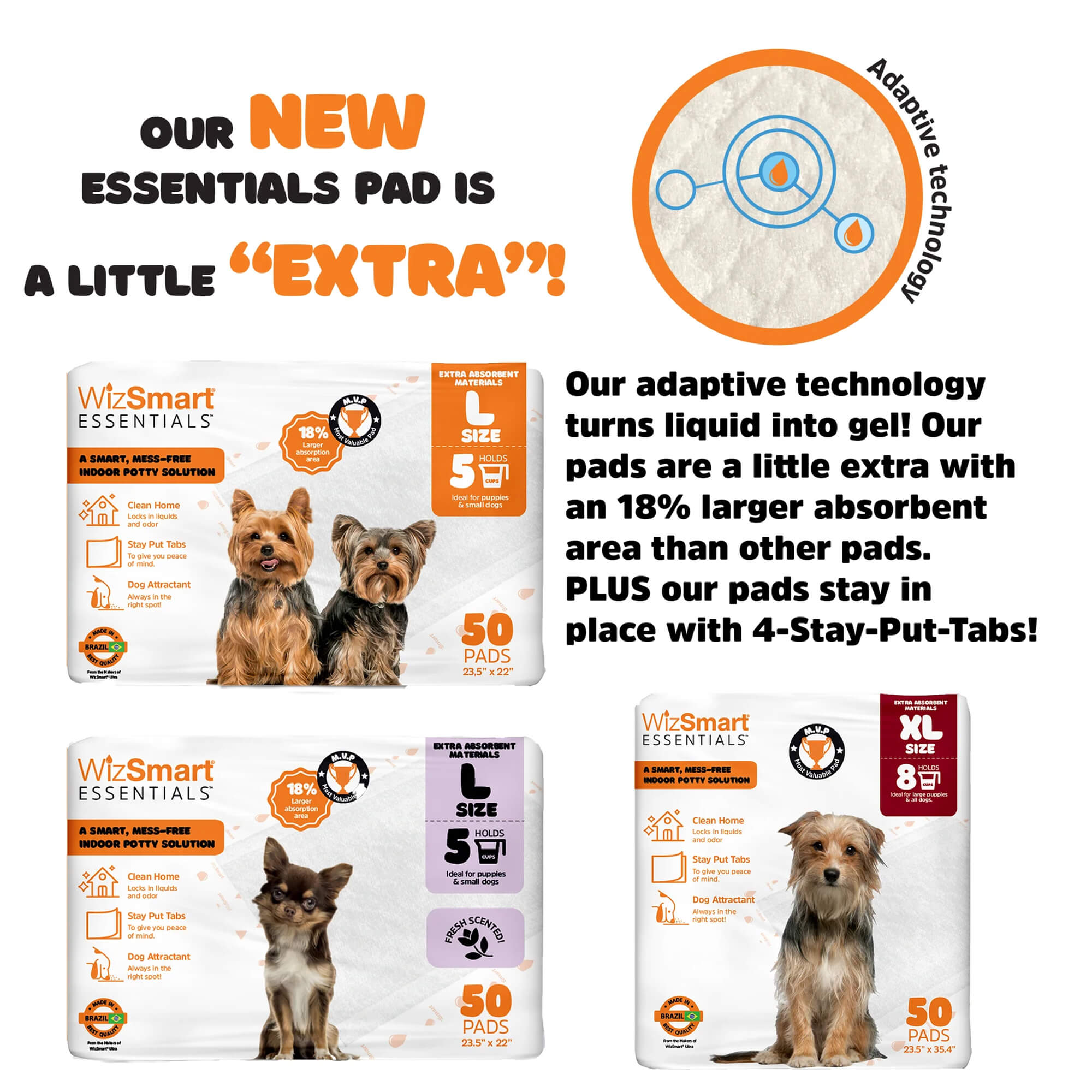 WizSmart Essentials Training Pads with Attractant for Dogs &amp; Puppies, XL