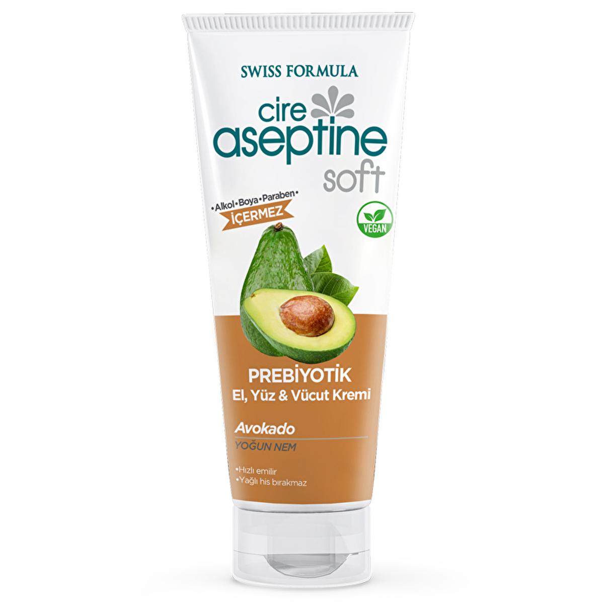 Cire Aseptine Soft Moisturizing Cream - Prebiotic Skincare with E Vitamin &amp; Avocado Extract, Paraben Free, Dermatologically Tested