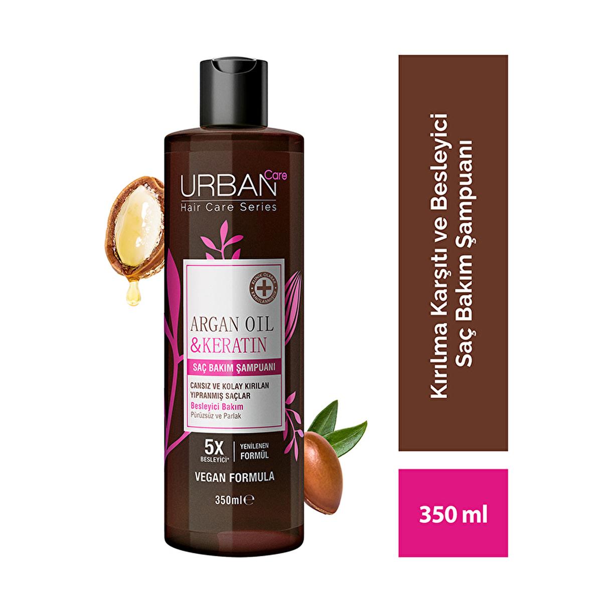 Urban Care Argan Oil &amp; Keratin Anti-Breakage Shampoo: Nourishes, Repairs &amp; Strengthens Damaged, Brittle Hair - Vegan, Cruelty-Free Formula